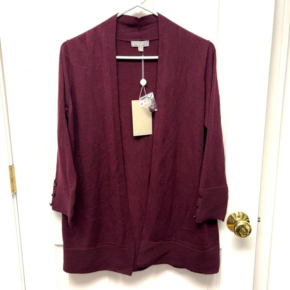Evolution by Cyrus Sweater, Maroon Cardigan, Button Accents, Size S